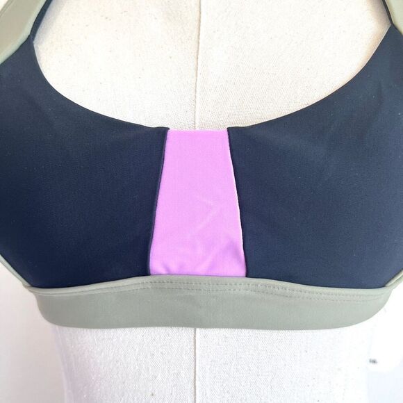 PrAna Tulum Swim Top Colorblock Halter Crisscross Back NWT Size L - Picture 3 of 12